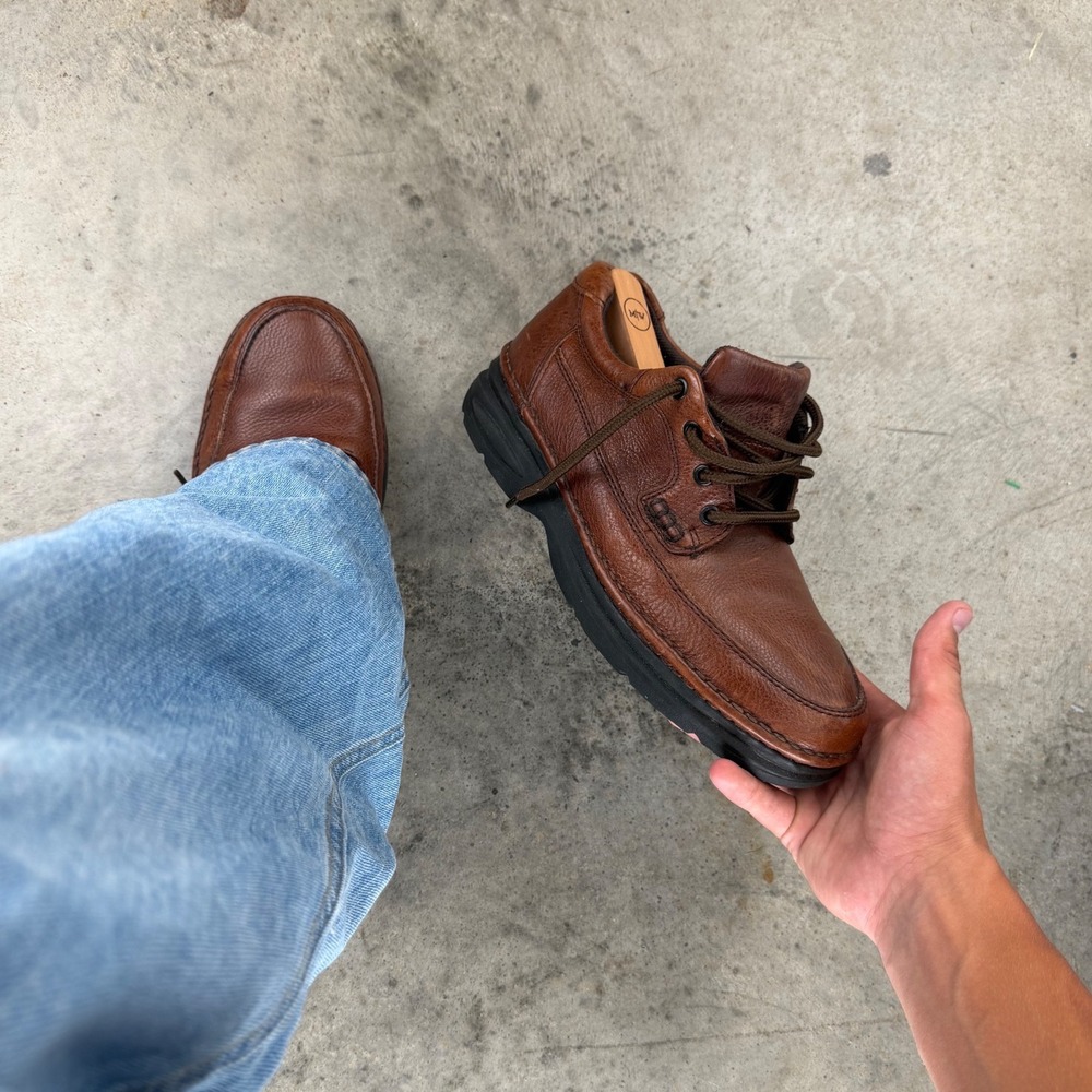 Vintage Nunn Bush Brown Leather Chunky Oxfords Low Lace Up Boots Mens 9M
